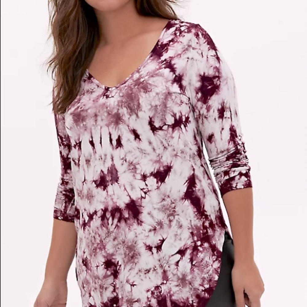 TORRID Favourite tunic super soft tie-dye burgundy